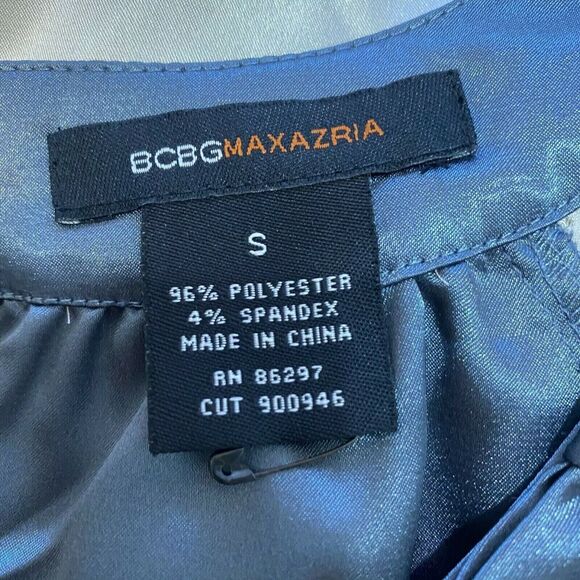 BCBGMaxazria Dress Size Small Women's Short Sleeve Satin Floral‎ Painted Midi - Picture 5 of 5